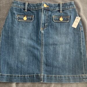 Talbots Blue Denim Skirt with Gold Buttons